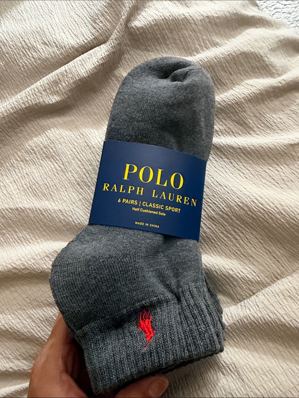 Polo by Ralph Lauren Gray Ankle Socks with Red Pony Logo - Pack